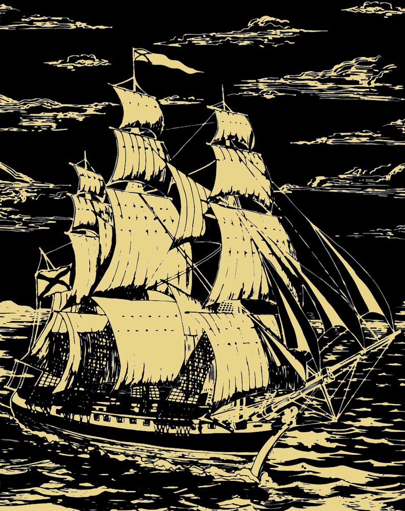 Набор для творчества Гравюра 20х25.5 см, №27 Парусник (золото), Hobbius SGHK