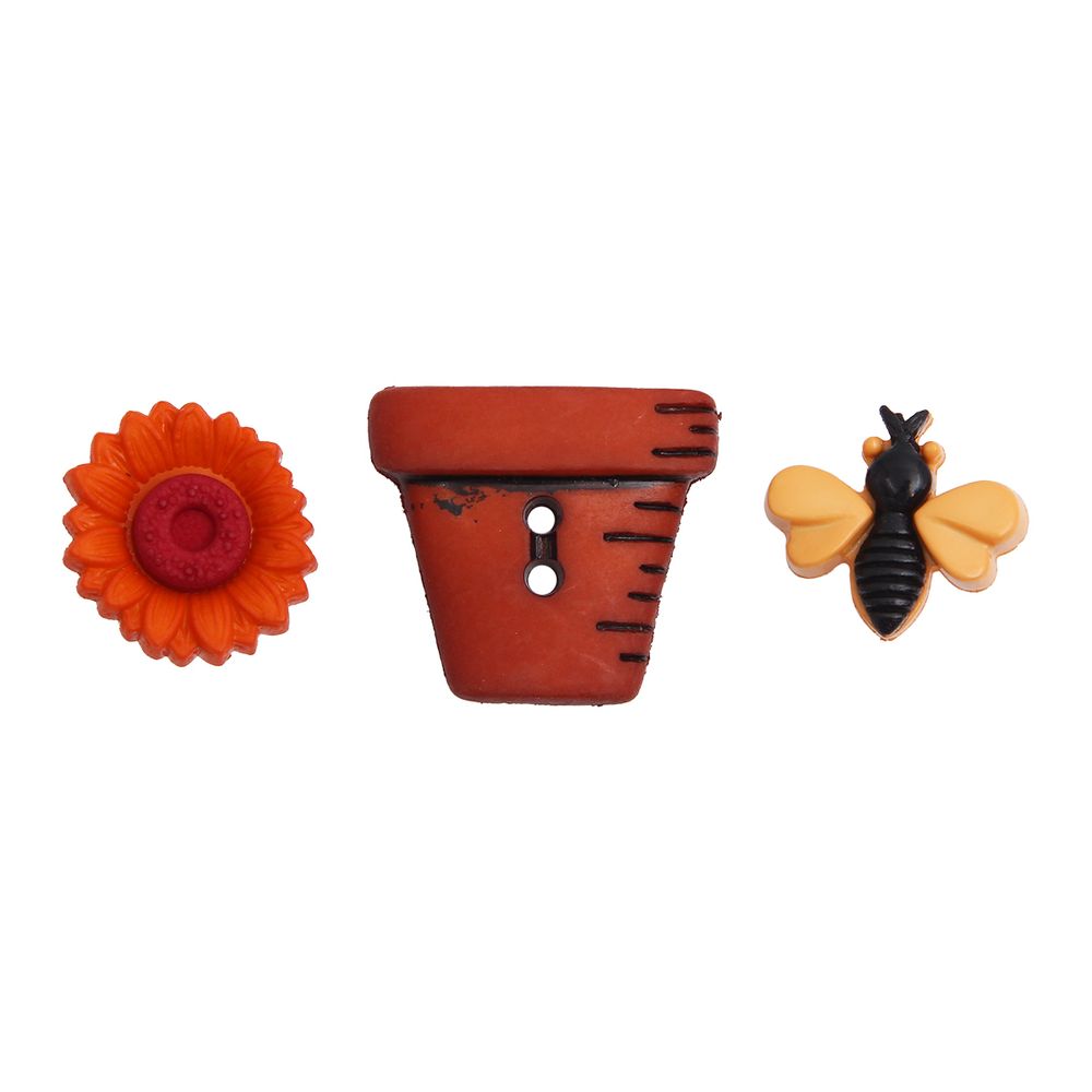 Украшения пуговицы декоративные фигурки Цветки и букашки пластик, 10 штук, Dress It Up