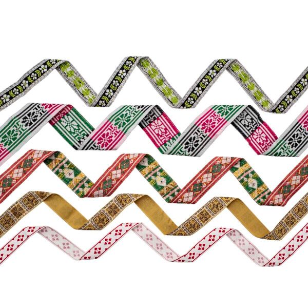 Набор лент декоративных Ромбики и цветочки, 5 шт, Vintage Line