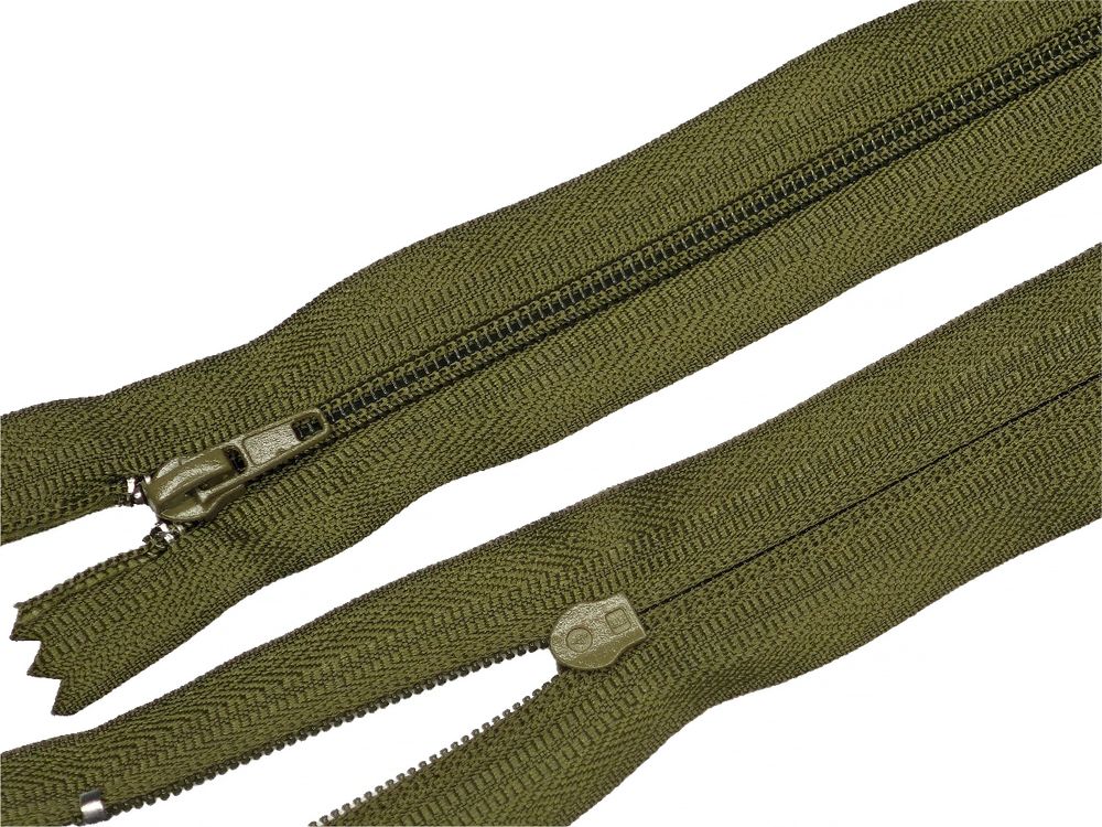 Молния спираль (витая) (цв.SBS) брючная Т3 (3 мм) 1 зам., н/раз., 20 см, автомат, S-888 зеленый, уп.5000 шт