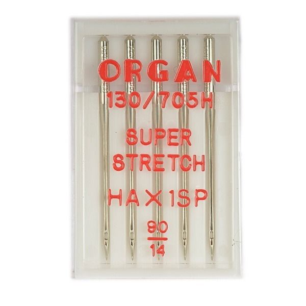 Иглы для швейных машин супер стрейч 130/705 H, №90, 5 игл, ORGAN