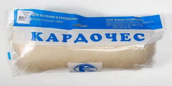 Шерсть для валяния Камтекс кардочес Мини 100% полутонкая шерсть 100 г, 001 суровый