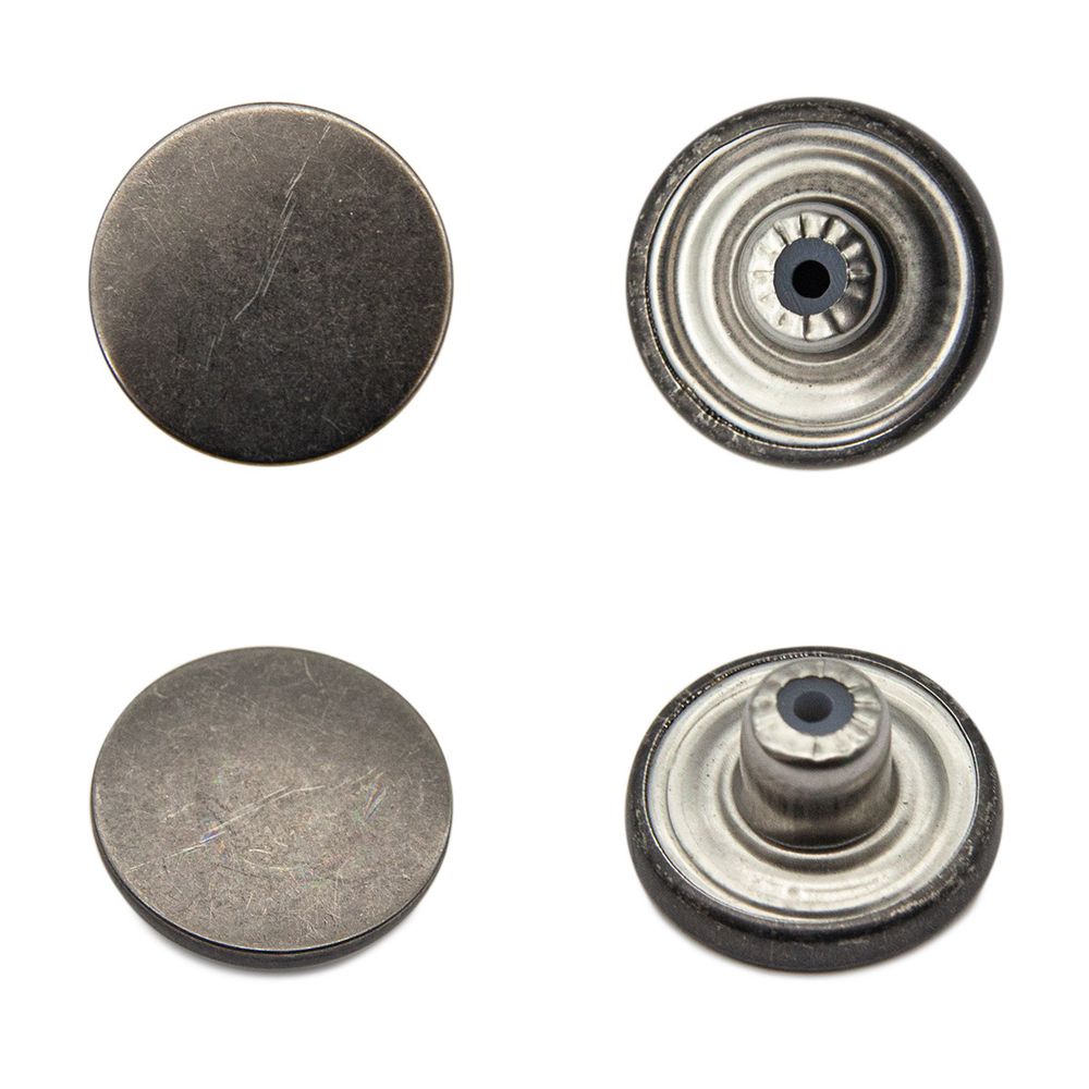 Пуговицы джинсовые ⌀17 мм, фиксированная ножка, гладкая, черный никель, ≈100 шт, New Star