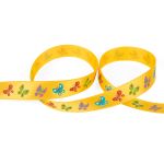 Лента атласная с рисунком 12.0 мм / 5 шт по 3 метра, B1/119 бабочки/т.желтый, Gamma ALP-125