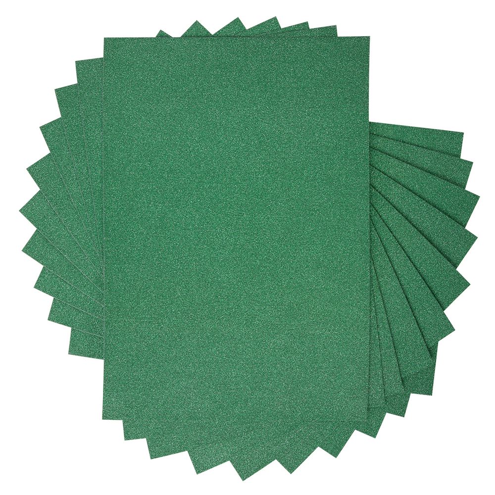 Бумага цветная глиттерная 250 г/м², А4, 21х29.7 см, 10 шт, 06-зеленый (green), Vista-Artista GLIT-A4