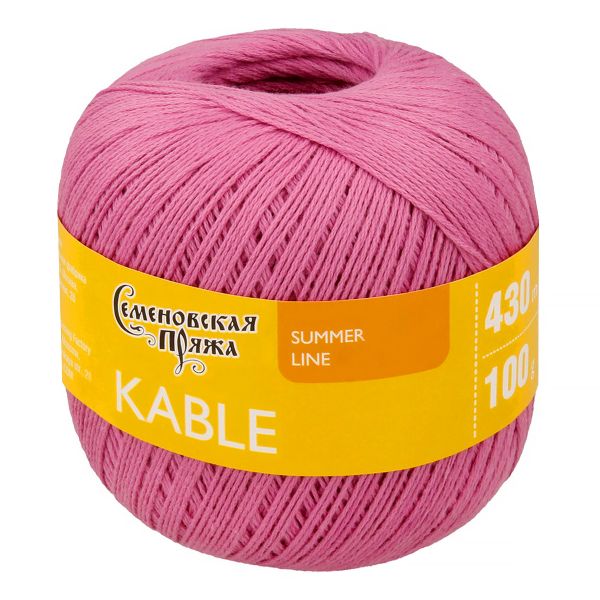 Пряжа Семеновская Kable Кабле / уп.5 мот. по 100г, 430м, 30092, роз.кварц х1