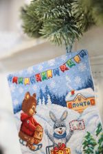 Набор для вышивания нитками Panna, Сапожок с горкой, 26х40,5 см