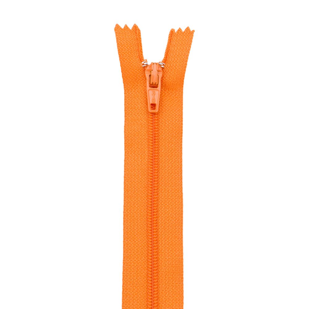 Молния спираль (витая) брючная Т3 (3 мм) 1 зам., н/раз., 20 см, автомат, оранж, 30114, 10 шт