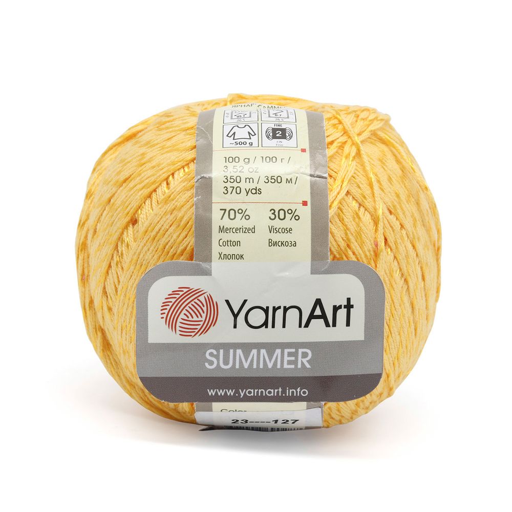 Пряжа YarnArt (ЯрнАрт) Summer / уп.4 мот. по 100 г, 350м, 23 желтый /TOS/