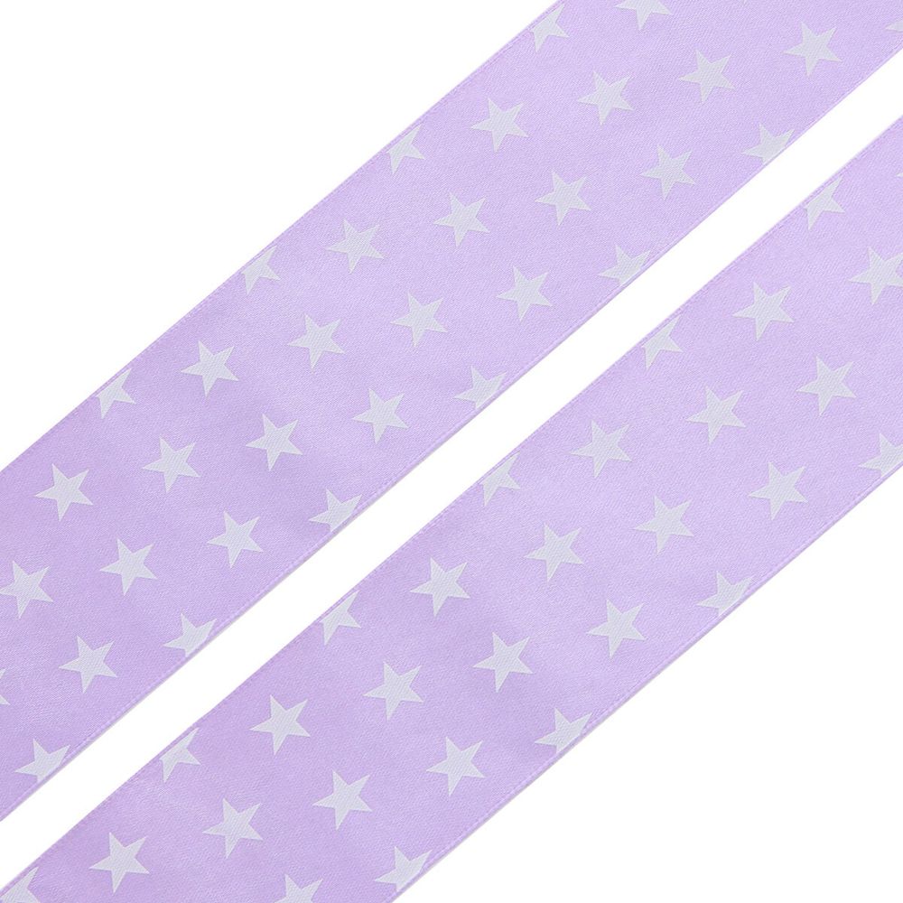 Лента атласная с рисунком 45.0 мм / 3 метра, Звездочки (сиреневый), Globus