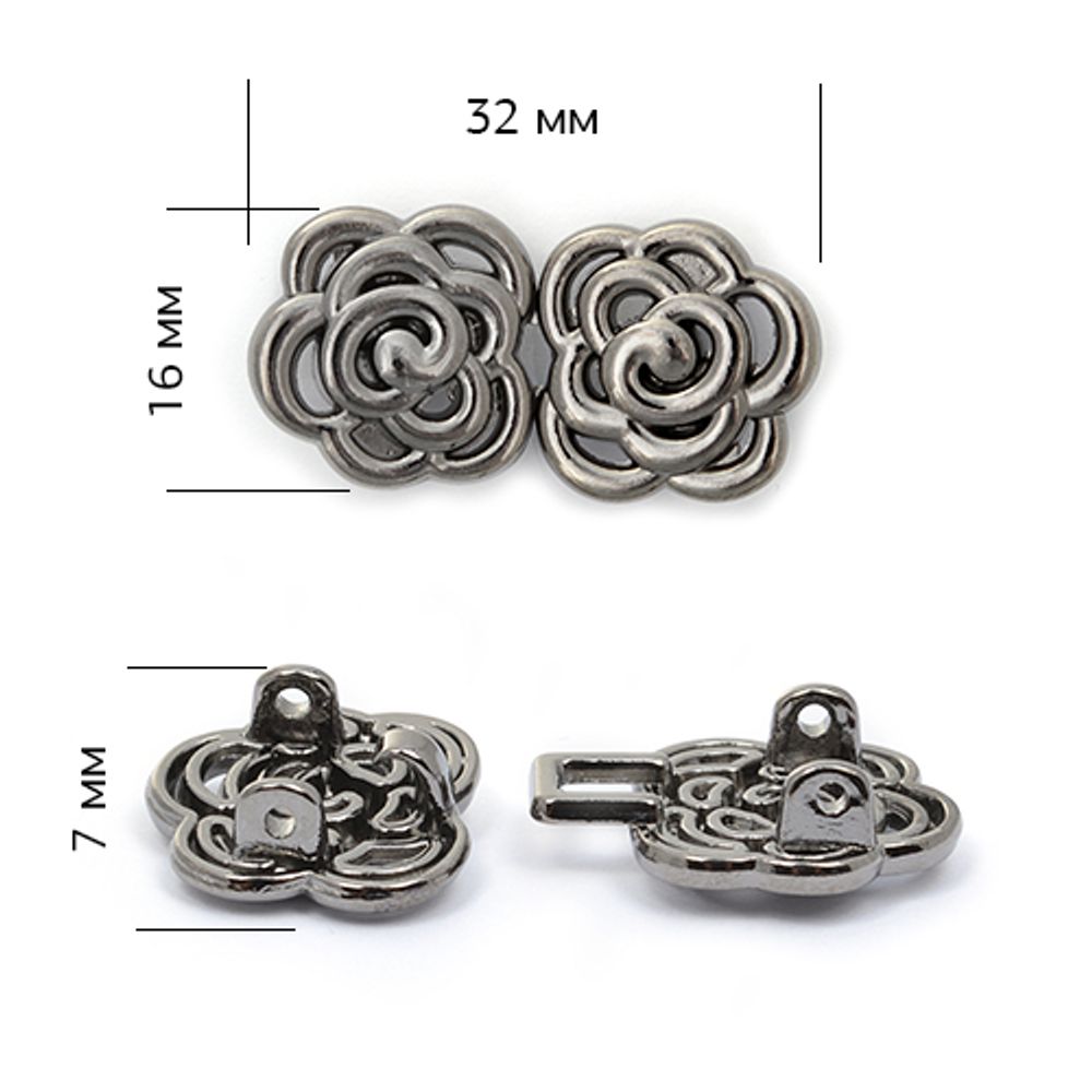 Крючки декоративные металл 32х16 мм, цв. черный никель, уп. 10шт