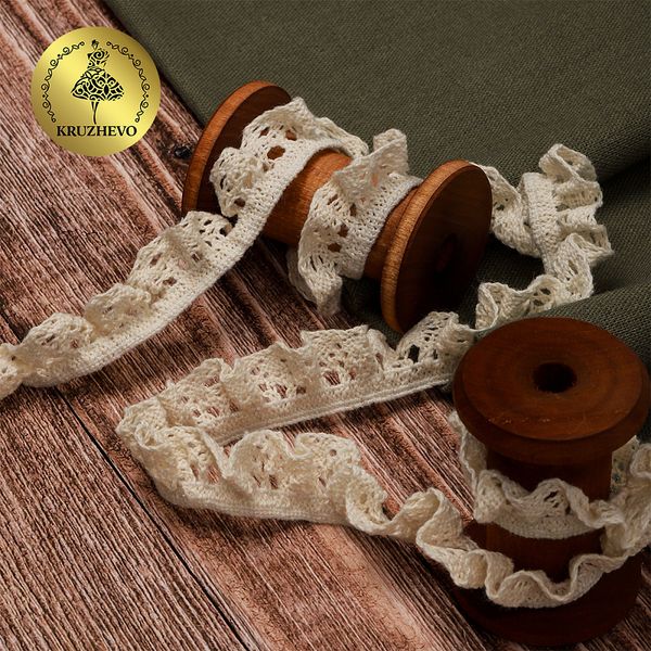 Кружево вязаное (тесьма) 17 мм / 10 метров, на резинке, диз. 303, цв.01 натуральный уп. 10 м, Kruzhevo