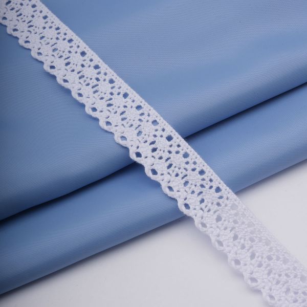 Кружево вязаное (тесьма) хлопковое 25 мм / 25 метров, одностор. (белый)