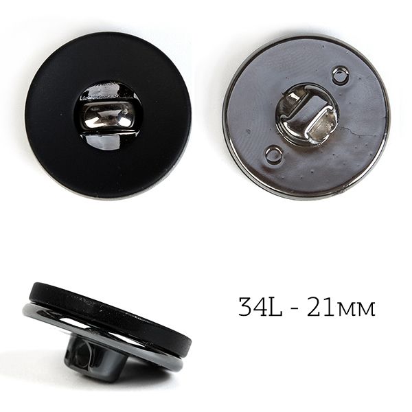 Пуговицы на ножке пластик J.8937A цв.01 черный 34L-21,6мм, 36 шт