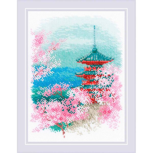 Набор для вышивания нитками Риолис, Сакура. Пагода 18х24 см