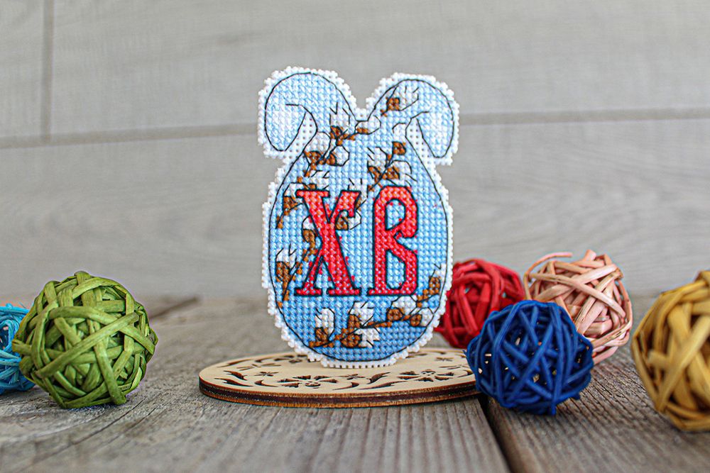 Набор для вышивания нитками МП Студия (Жар-птица), Пасхальный зайчик с курочкой, 8х6 см