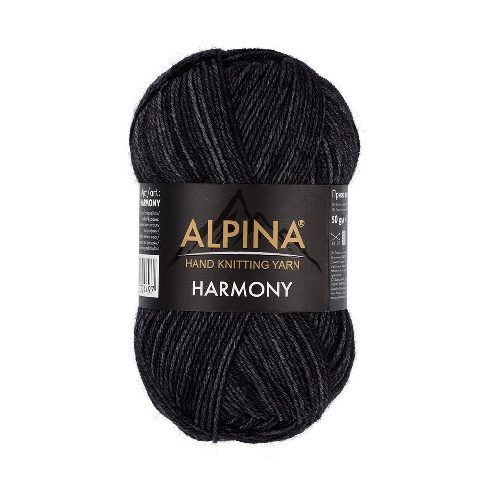 Пряжа Alpina Harmony / уп.10 мот. по 50г, 175 м, 02 черный