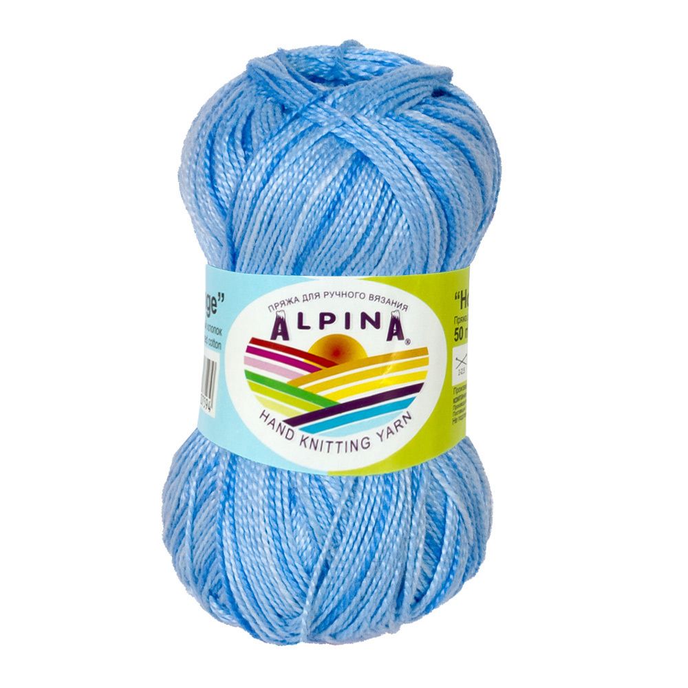 Пряжа Alpina Holly Melange / уп.10 мот. по 50г, 200м, 06 голубой/т.голубой