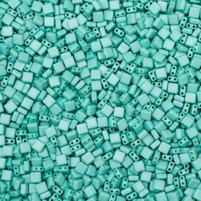 Бусины пластик 6х6х3 мм, 50 г, с двойным отверстием, плоский квадрат, 2 мятный, Astra&Craft 7429