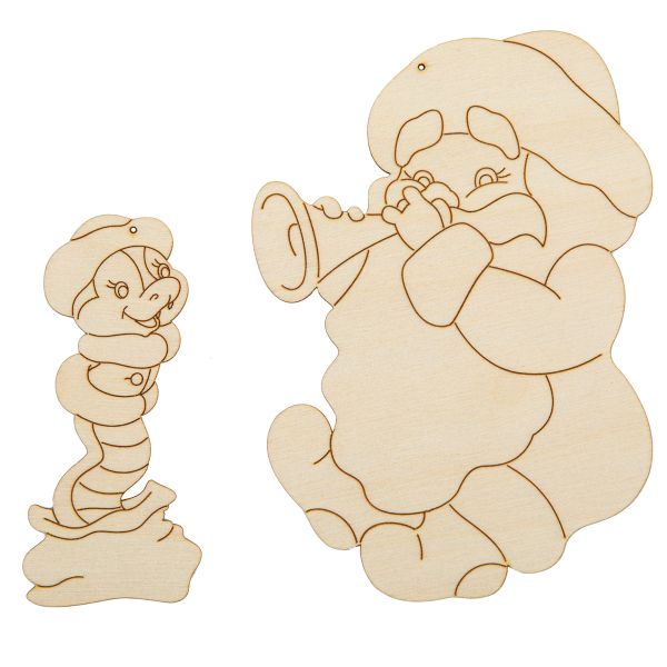 Заготовка из фанеры набор подвесок 0.3 см, Дед Мороз со змеей, Mr.Carving ВД-1251