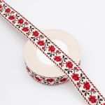 Лента декоративная х/б 30.0 мм / 25±1 метров, цветок красный, 882