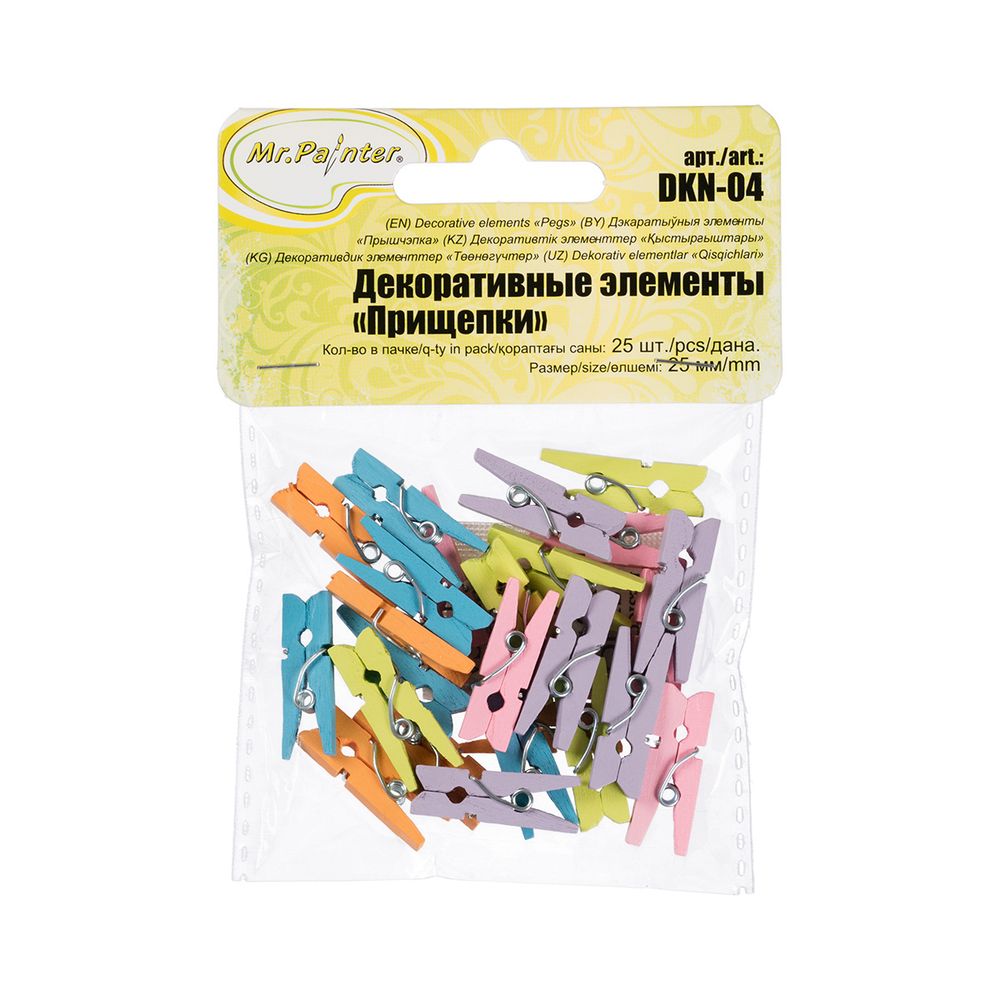 Прищепки декоративные 2.5 см, 125 шт, 07 Весна, Mr.Painter DKN-04