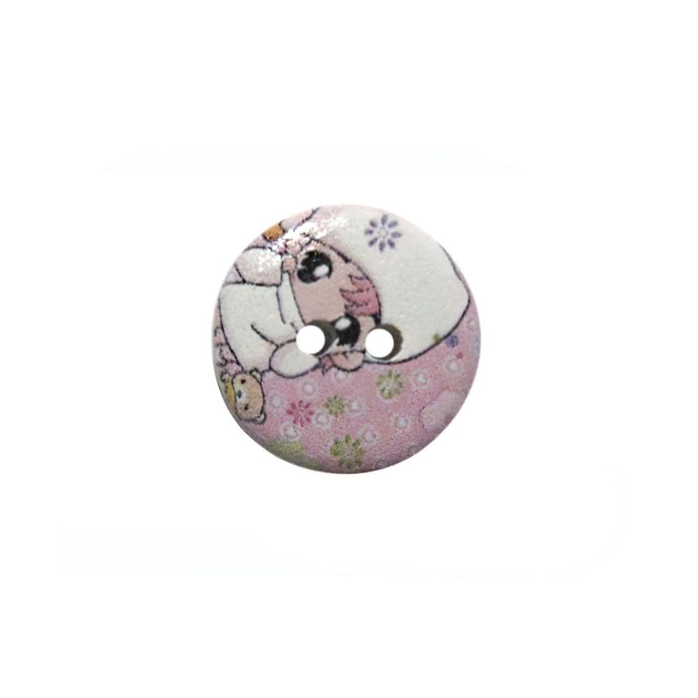 Пуговицы дерево декоративные Новый год 18мм (Девочка), 100 шт