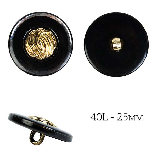 Пуговицы на ножке пластик J.1830 цв.01 черный 40L-25мм, 36 шт