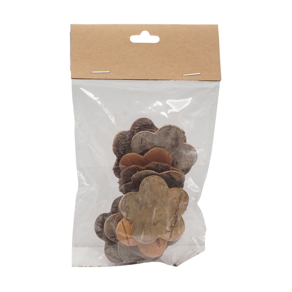 Декоративные элементы из коры дерева "Цветок", 4,5см, 12 шт, нат/дерево