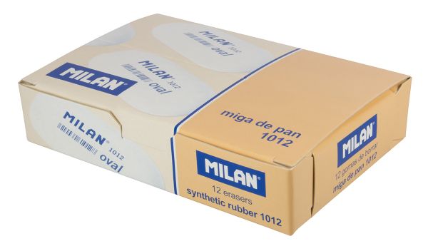 Ластик 1012 6.3х2.8х1.2 см, 12 шт, CMM1012 белый, овальный, Milan