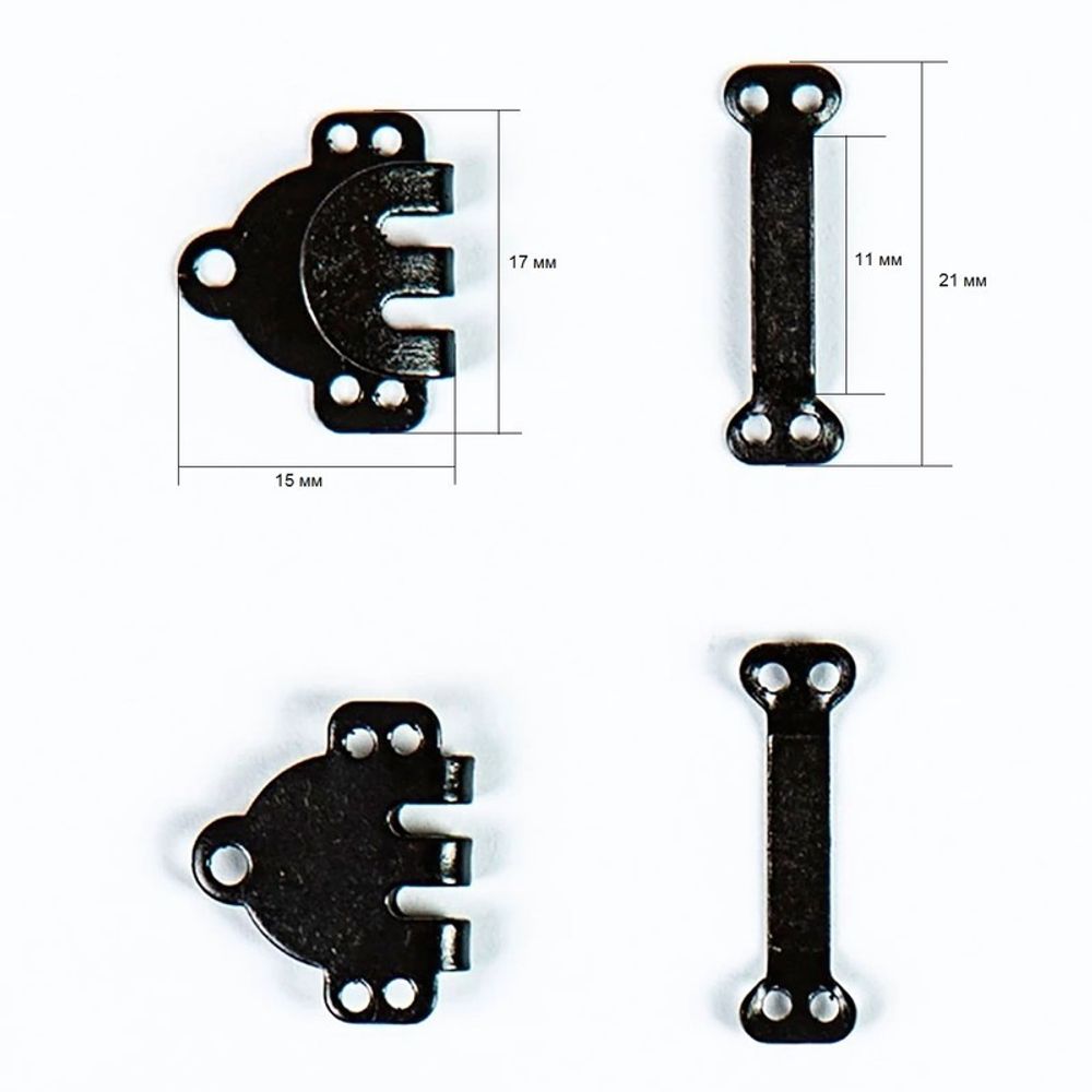 Крючки брючные (юбочные) пришивные 11 мм (15х21 мм), цв. черный, 50 шт, BIG