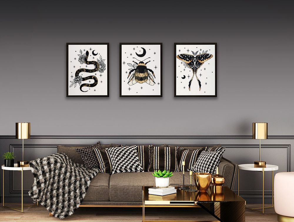 Набор для вышивания нитками Panna J-7477, Черное золото. Змея, 23х30 см