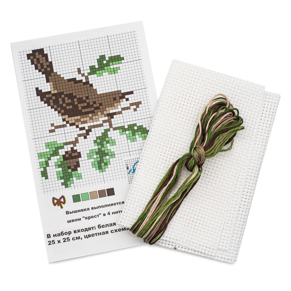 Набор для вышивания нитками РС Студия, Дрозд 13х10 см