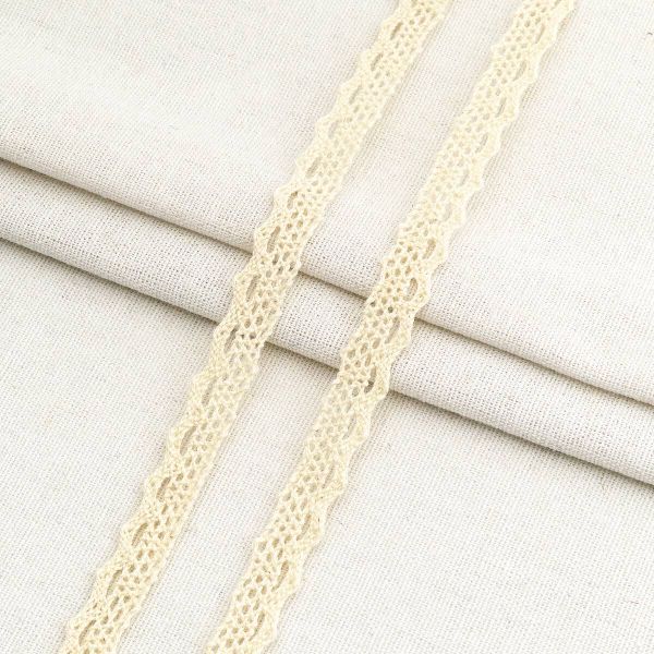 Кружево вязаное (тесьма) 10 мм / 18.2 метра, х/б, натуральный, А7428