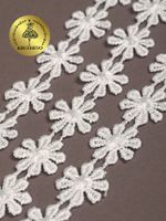 Кружево гипюр (плетёное) 15 мм / 13.71 метра, Ромашка, TBY 0575-1660, 01 белый