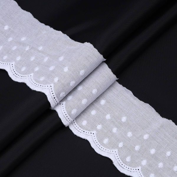 Кружево шитьё 69 мм / 13.72 м, 100% хлопок, белоснежный