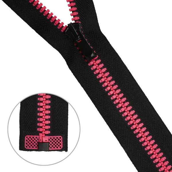 Молния трактор Arta Т5 (5 мм) 1 зам., разъем., 80 см, Neon, разъем., цв. 2076 -F цв. 077 черный / 081 яр.розовый, уп.5 шт