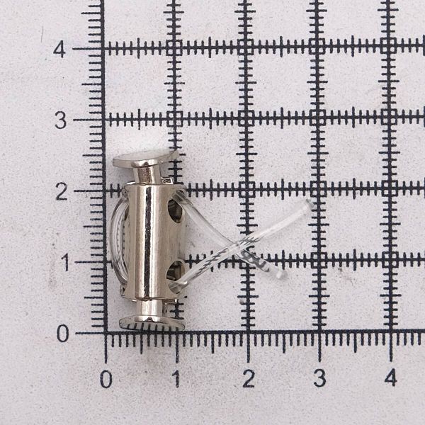 Фиксатор (зажим) для шнура металл 2 отв., 25х8.9 мм, ⌀4.4 мм, металл, Silver (серебристый), MFR11, 10 шт