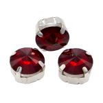 Хрустальные стразы в цапах круглой формы, красный 12 мм, 3 шт. Astra&Craft, РЦ008НН12