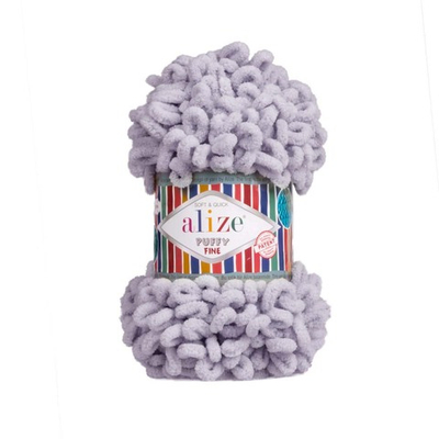 Пряжа Alize (Ализе) Puffy Fine / уп.5 мот. по 100 г, 14м, 268 серый голубь A