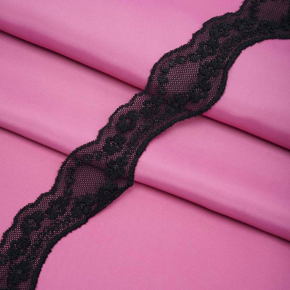 Кружево эластичное (стрейч) 40 мм / 15 метров, черный, LAEC-19138