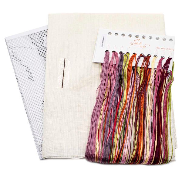 Набор для вышивания нитками Lanarte, Фуксия в акварели 49х39см