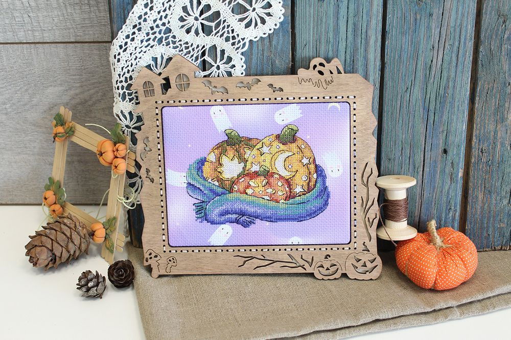 Набор для вышивания нитками МП Студия (Жар-птица), Уютные тыквы 10х14 см
