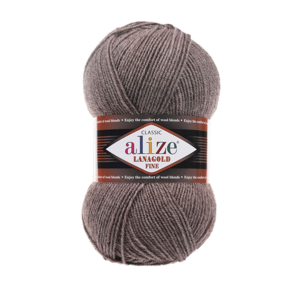 Пряжа Alize (Ализе) Lana Gold Fine / уп.5 мот. по 100 г, 390м, 240 коричневый меланж A