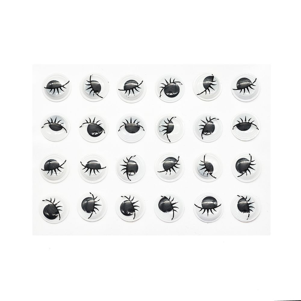 Глазки бегающие овальные на клеевой с ресничками 15 мм, 24шт/упак, ч/б, Astra&amp;Craft