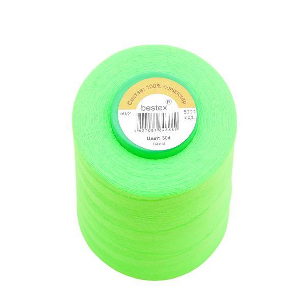 Нитки универсальные Bestex 50/2, 4570 м (5000 ярд) / 1 кат., 304 неоновый зеленый