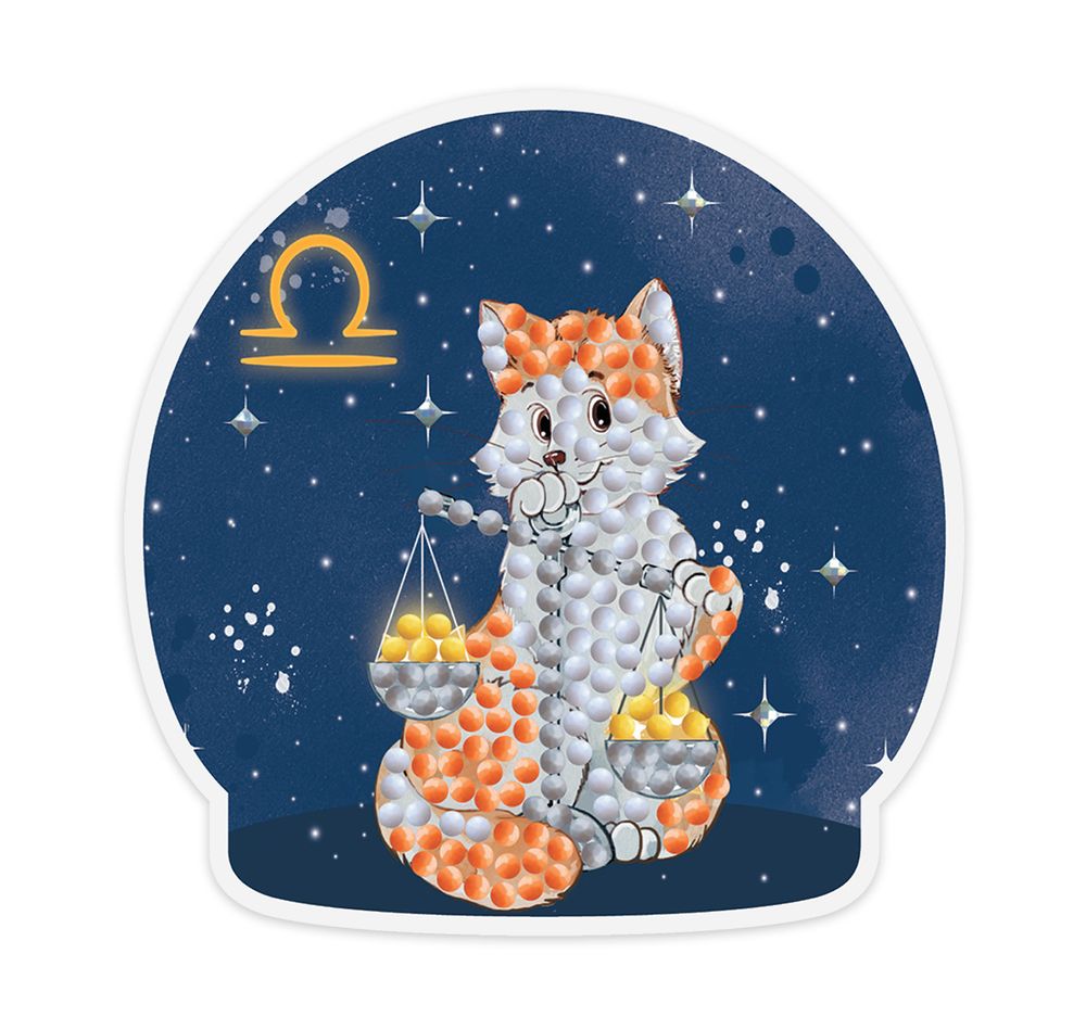 Алмазная (кристальная) мозаика Фрея, магнит Знаки зодиака. Весы, 9х9 см