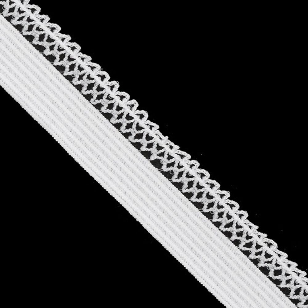Резинка бельевая (ажурная) 10 мм / 100 метров, ультрамягкая, RB05101 F101 (01) белый