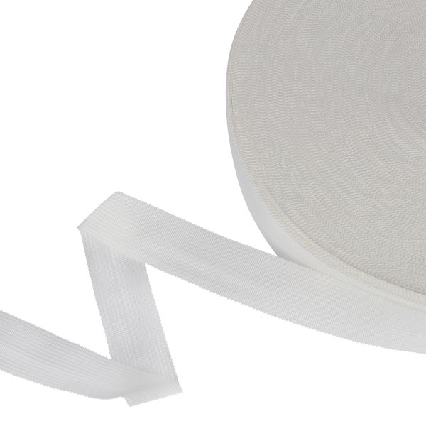 Тесьма (лента) окантовочная 24 мм / 100 метров, 4.5 г/м, белый, Gamma 024 О белый