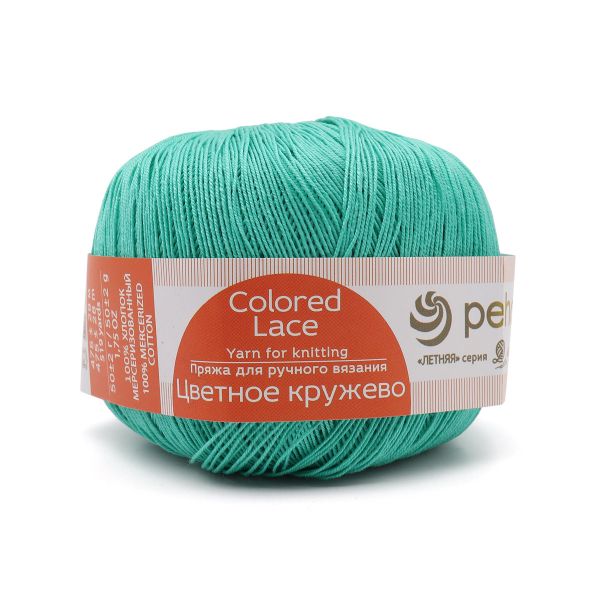 Пряжа Пехорка Цветное кружево / уп.4 мот. по 50 г, 475 м, 581 светлый изумруд